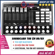 Sound Card Thu Âm Sound Card K9 Bluetooth Cao Cấp - Bộ Thu Âm Livestream Hát Live Chuyên Nghiệp - H2