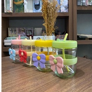 Hoho Premium Pastel Ribbon Tumbler Glass Drinking Glass