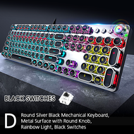 CRK7✅ ROUND REAL MECHANICAL KEYBOARD GAMING METAL SURFACE PANEL GAMING KEYBOARD 104 KEYS ANTI GHOSTI