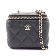 CHANEL 香奈兒 小方盒 肩背包 黑色 荔枝紋 菱格紋牛皮 金扣 AP1340 AP1340