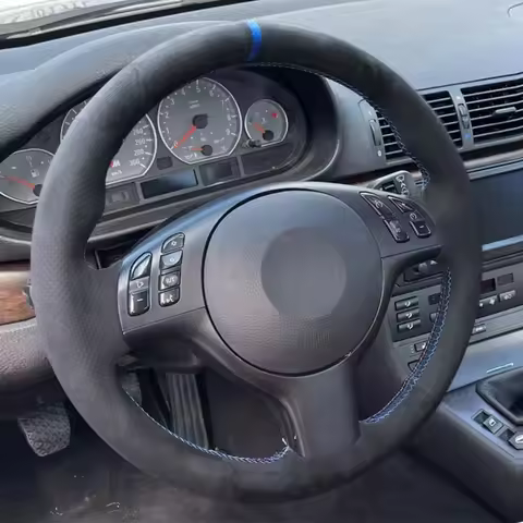 Suede Car Steering Wheel Braid For BMW M Sport 3 Series E46 Coupe 2000-2006 M3 E46 M5 E39 2000-2003 