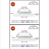 ** Ready Stock ** LED Downlight 12W 18W LED Ceiling Panel Recessed Downlight 4 inch 12W / 6 inch 18W