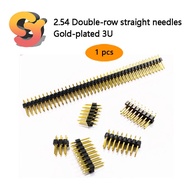 [Ready Stock Supply] 1pc 2.54mm Double Row Straight Needle Gold Plated 3U Gold 2 * 2P/3/4/5/6/7/8/10