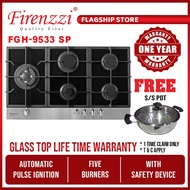 Firenzzi Italian Designer 5 Burners Built-in Gas Hob FREE Stainless Steel Pot (With Bubble Wrapping 