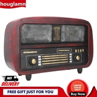 Houglamn Vintage Radio Model Reliable Handmade Durable Decoration Artistic Style Red Delicate Craft for Home Office Studio