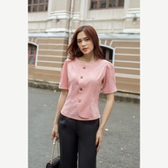 Áo kiểu tữ cổ tròn phối nút gỗ thời trang Eden - Eden Fashion Store - ASM185