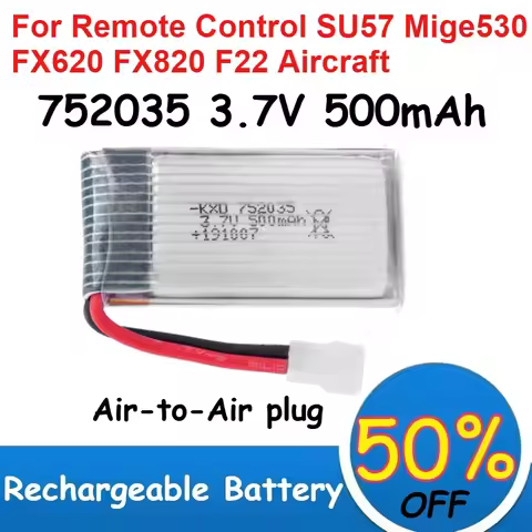 2 Pcs-4 Pcs 752035 3.7V 500mAh Rechargeable Liion Battery for Remote Control SU57 Mige530 FX620 FX82