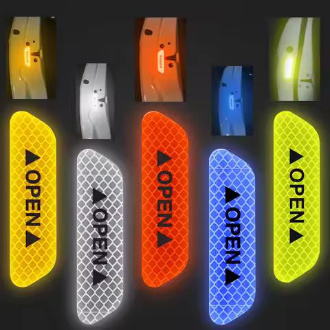 4Pcs Car Stickers OPEN Reflective Tape Warning Mark Reflective Open Notice Bicycle Car Accessories E