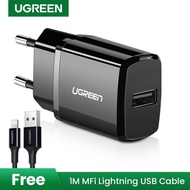 Ugreen Charger 5V 2.1A USB Wall Charger Free MFI USB To Lightning Cable