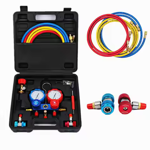 Air Conditioning AC R1234YF Refrigerant Service Manifold Gauge Set W/72" Color Hoses AC