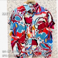 wz101-1 เสื้อผ้าคอตตอนญี่ปุ่น เสื้อเชิ้ต อก 46 ยาว 24่ รุ่นชายโค้ง เสื้อเชิ้ตลายดอก ผ้าคอตตอนพิมพ์ลาย เสื้อเชิ้ตแขนสั้น เสื้อผ้าคอตตอน ญี่ปุ่น เสื้อ Bonus by Ananya เสื้อใส่ทำงาน เสื้อใส่เที่ยว เสื้อแฟชั่น เสื้อสาวอวบ ร้าน KATY WOW