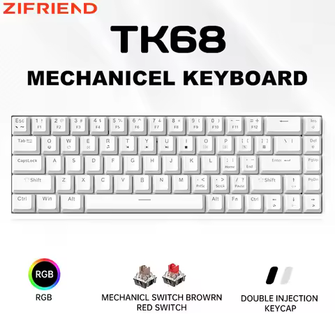ZIFRIEND TK68 Mechanical Keyboard 68 Keys Hot Swappable Wired Real RGB Red Blue Brown Switch 65% Gam