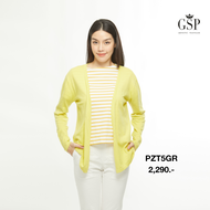 GSP จีเอสพี เสื้อคาดิแกน ผ้านิต แขนยาว สีเหลือง แต่งกระดุมผ่าหน้า (PZT5GR)
