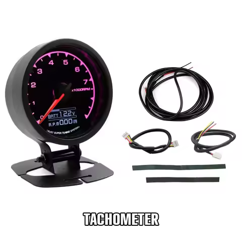 2.5 Inch 62mm 7 Color Digital Turbo Boost Meter LCD Display Water Temperature Oil Temperature Racing