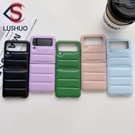 LUSHUO Phone Case for Samsung Galaxy Z Flip 3 5G Fashion Down Jacket Cloth Design Puffer Casing Soft Silicone Back Cover