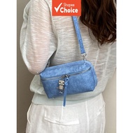Warm Orange Suede-Like PU Mini Box Bag | Robot Zipper Pull | Retro & Playful Zipper Crossbody Bag Fo