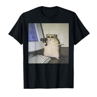 Cyber Hamster Meme Cringe Funny Animal Vintage Graphic Print T-shirt