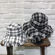 F.R.O.G.S H0296 Europe, America Japan Korea CHIC Style Celebrity Chanel Checked Frayed Shape Foldabl