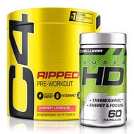 C4 Ripped & SuperHD, The Thermogenic Bundle, C4 Ripped Pre Workout Powder, Cherry Limeade 30 Serving