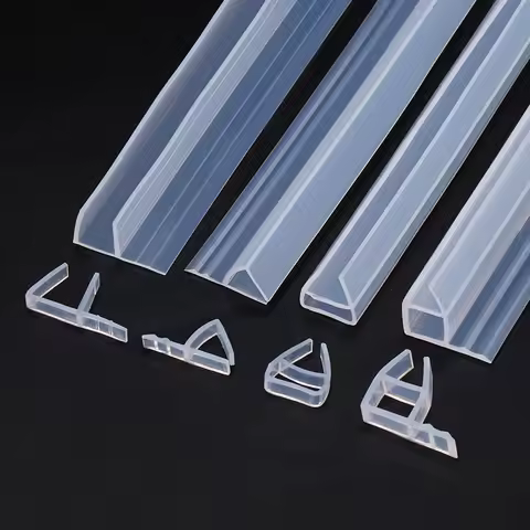 3/5/10M Glass Door Sealing Strips H/F/U Shape Silicone Bath Shower Weather Strips Draft Stopper Door