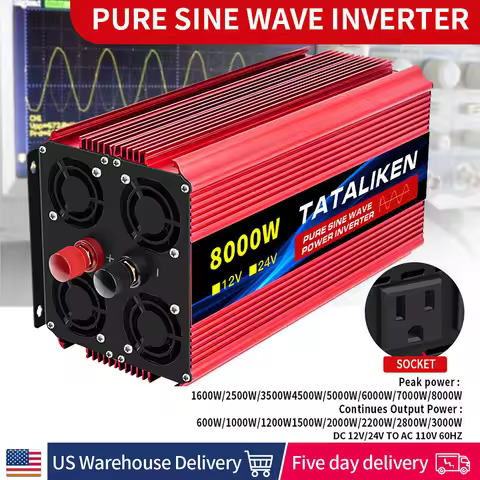 Pure Sine Wave Inverter 5000W 6000W 7000W 8000W 10000W DC To AC 12V 110V Portable Power Voltage Conv