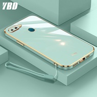 YBD Original Phone Case for OPPO A7 A5S A12 A11K F9 PRO Luxury Fashion Couples Pattern Plating Silicone Phone Cover with Free lanyard