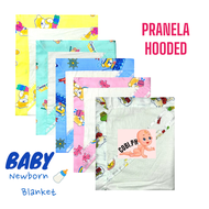 WHITE PRINT LINING BABY Pranela Hooded Blanket for baby assorted random designs
