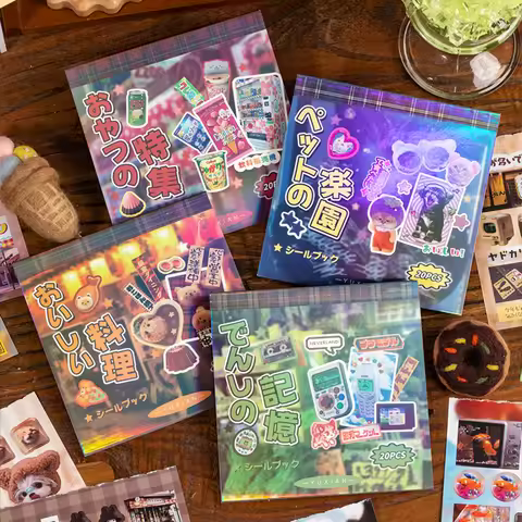 20 Sheets/PET Kawaii Japanese Ancient Wind Cut Film Sticker Book Handbook Material Mobile Phone Deco