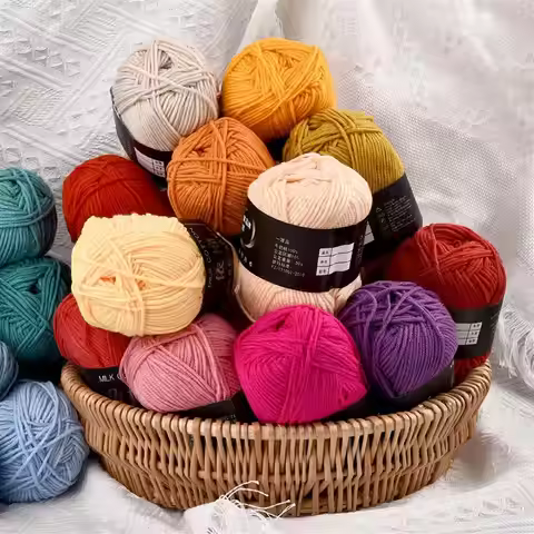 50g Milk Cotton Crochet Yarn 4ply Knitting Wool Needlework Dyed Lanas For Crochet Crafts Sweater Hat