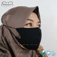 masker headloop kain 2 lapis - masker hijab - masker spandex rayon - hitam