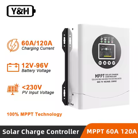 Y&H 60A 120A MPPT Solar Charge Controller 12V To 96V Auto PV max input 230V built-in smart fan for l