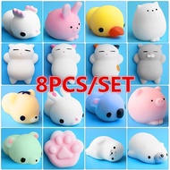 8PCS Mochi Squishy Toys Mini Squishies Mochi Squishy Animal Stress Toys Soft Stress Relief Toys for