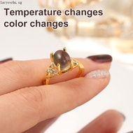 LACYES Retro Adjustable Mood Rings, Temperature Control Color Oval Changing Color Ring, Creative Fas
