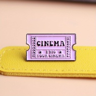 Fashion Enamel Cinema Ticket Brooch Pin | Alloy Metal Chest Pin