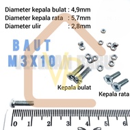 Bolt Nut M3 x 10 philips head round head or flat head electronic speaker iron wood aluminum
