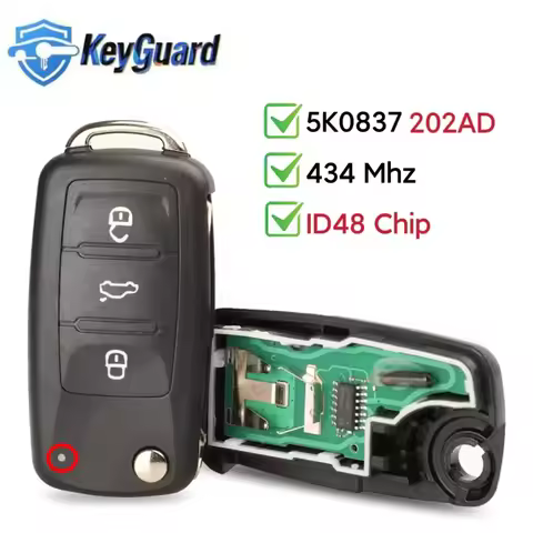 433MHz ID48 Chip Flip Remote Key 5K0837202AD for VW Polo Sedan Golf 6 Passat B6 Volkswagen Touran Bo
