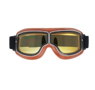 ⊕☊ แว่นตา Motocross Retro แบบพับได้แว่นตารถจักรยานยนต์หนังวินเทจ Windproof Breathable Moto หมวกกันน็อคขี่จักรยานแว่นตาสกูตเตอร์