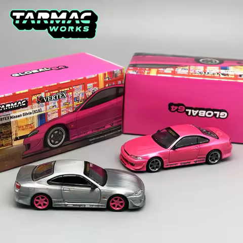 TW 1:64 Tarmac Works VERTEX Nissan Silvia S15 Pink Metallic Alloy Car Model