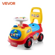 VEVOR Toddler Ride On Push Car Sit to Stand Kids Ride On Toy Car with Music Steering Wheel   Seat S