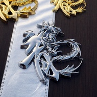 Three-Dimensional Dragon Word Car Sticker Golden Dragon Silver Dragon Metal Sticker Rear Tail Label 