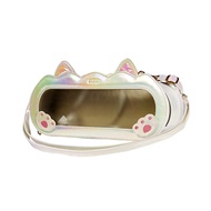 DBS 30cm blythe 6 Points Baby Outing Leather Bag White Colorful White Cat Crossbody Baby Bag