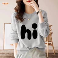 S-4XL Gray Round Neck University t Korean Version Loose Long Sleeve Plush Six Colors Autumn Winter D