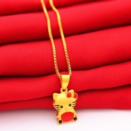 2021 Imut Kucing Wanita Fashion Korea Kalung Emas Asli 999 Kalung