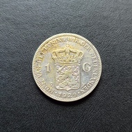 Koin Silver Wilhelmina 1 Gulden 1929 | Uang Kuno Perak Belanda TP85vn