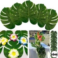 KI 6pcs / lot Artificial Hawaiian green artificial Tropical palm leaves  wedding party home Table de