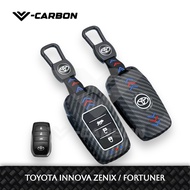 V-Carbon ABS Key Cover Smartkey Casing Key Toyota Zenix Q Hybrid / Fortuner 2.4 TRD 2.8 GR