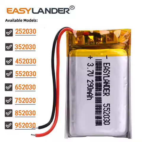 552030 3.7v 290mAh Lipo Lithium Li-ion Polymer Battery 252030 352030 452030 652030 752030 852030 952