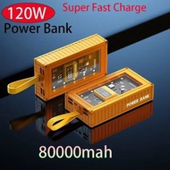 120W 80000mAh ultra-large capacity transparent mecha digital display fast charging power bank for Hu