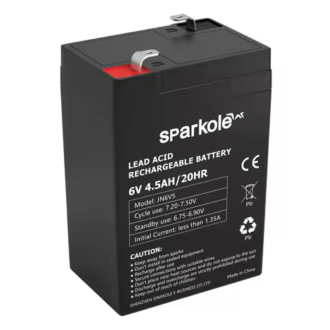 Sparkole 6V 4.5Ah Lead Acid Battery Potable Rechargeable Batteries Power Supply for Outdoor Camping 