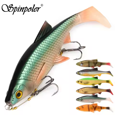 Spinpoler Rigging Swimbaits Stinger Rig Hook And Paddle Tail Silicone Artificial Big Bait 84g 20cm S